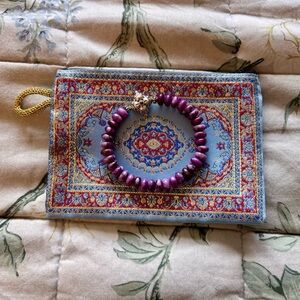 Barbara Bixby Sterling Silver Sugalite and Rhodolite Stretch Bracelet